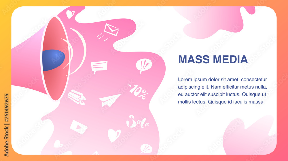 Fototapeta premium Mass Media Website Vector Flat Color Template