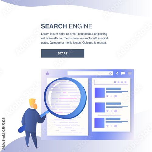 Search Engine Website Vector Color Flat Template