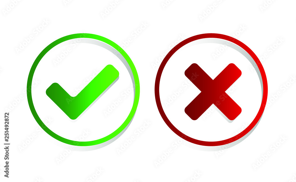 Vector Circle icons green checkmark and cross eps Vector Circle icons green checkmark and cross eps
