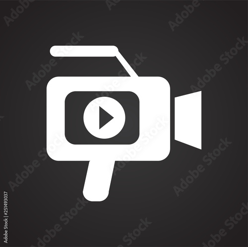 Video blogger equipment icon on black background for graphic and web design, Modern simple vector sign. Internet concept. Trendy symbol for website design web button or mobile app