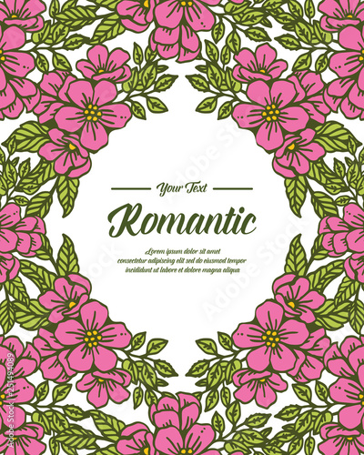 Vector illustration pink bouquets frame with write invitation romantic hand drawn