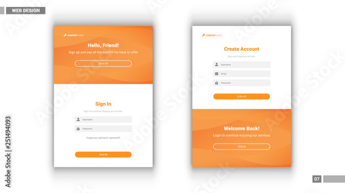 Web design mockup with sign in and sign up design