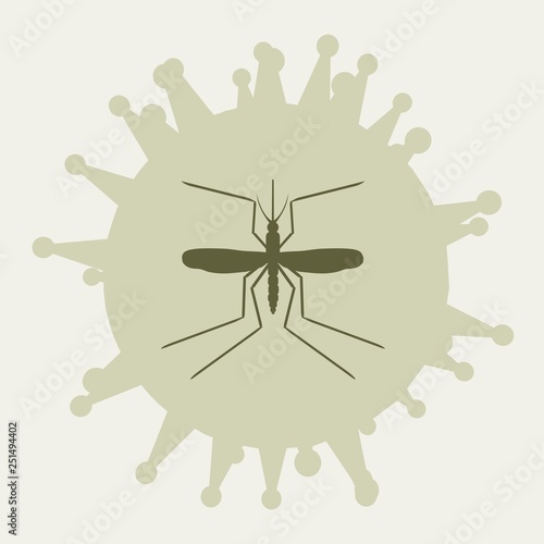 Mosquito and virus. Simple icons that illustration of many disease transmission such as dengue fever, zika disease, yellow fever, chikungunya disease, filariasis, malaria , enchaphalitits and else. © JEGAS RA