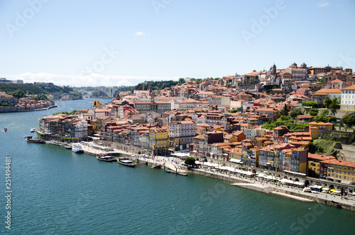 Aerial view of the city of Porto  Portugal  showing reed rooftops
