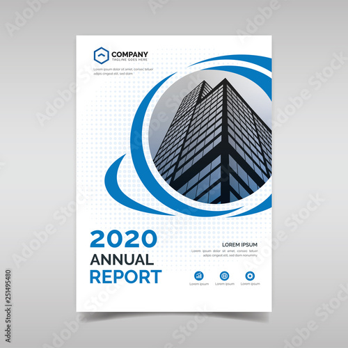 Annual report template with blue circles