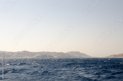 clear sky over deep blue mediterranean sea