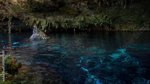 Cenote Dos Ojos with clear blue water