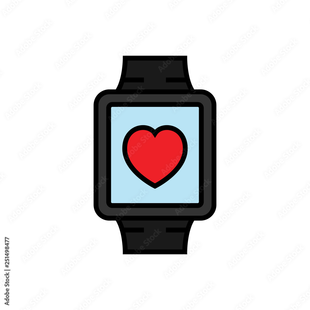 Fototapeta premium fitness tracking smartwatch icon. smart watch with heart symbol. simple vector graphic.