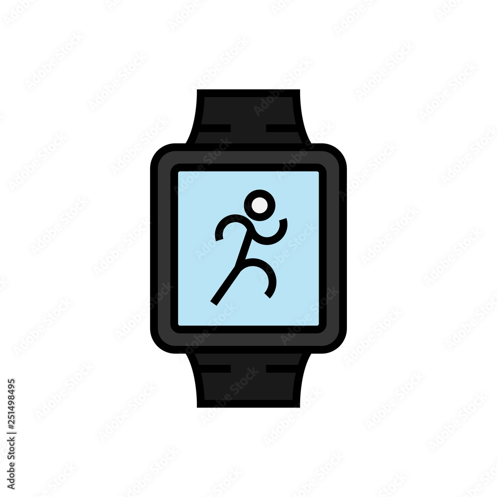 fitness running tracking smartwatch icon. smart watch with run symbol. simple vector graphic. fitness running tracking smartwatch icon. smart watch with run symbol. simple vector graphic.