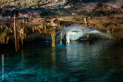 Cenote Dos Ojos with clear blue water