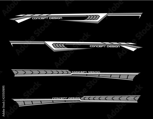 Vinyls sticker set Decals for Car racing truck mini bus modify Motorcycle. Racing Vehicle Graphics kit isolated vector design race Elegant stripes modern theme technology black background for wrap
