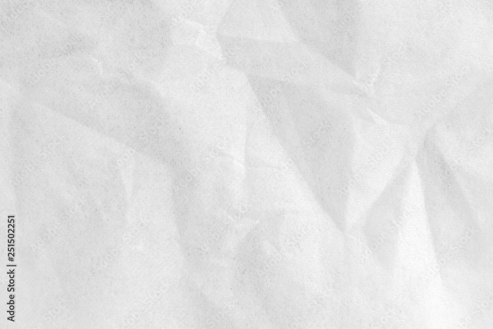 Close up white crumpled paper background.