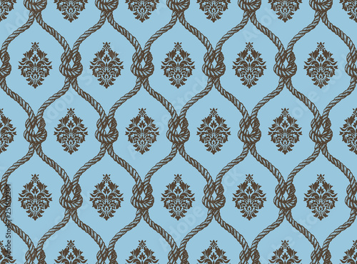 Rope seamless tied fishnet damask pattern