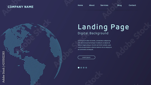 Concept based landing page design with background World map in dots