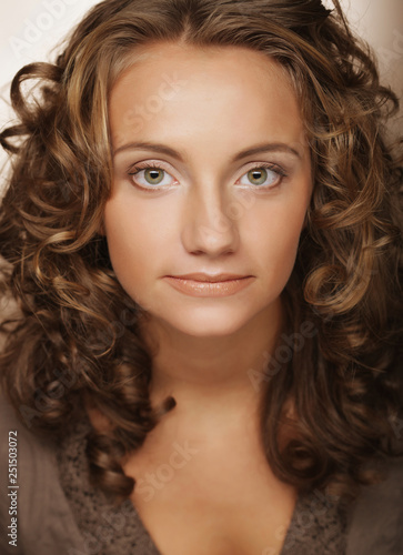 young woman with cury hair