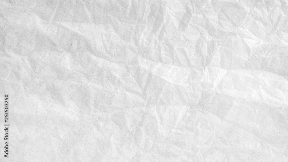 Close up white crumpled paper background.