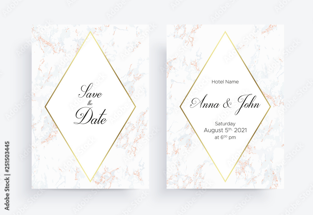 Invitation card template. Golden geometric design Invitation card template. Golden geometric design