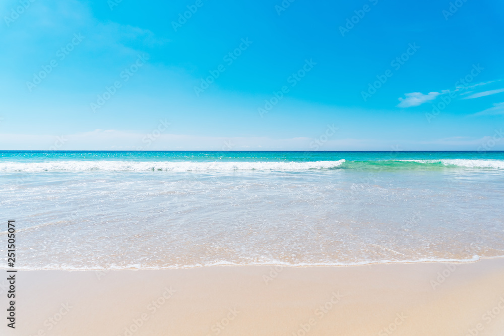 Summer vacation concept. Tropical beach with blue sky.