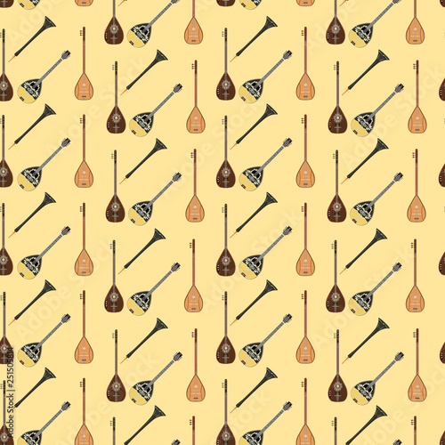 Vector seamless pattern with turkish musical instruments