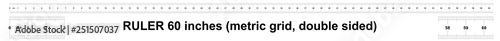 Ruler 60 inches Metric. The division price is 0.05 inch. Ruler double sided. Precise measuring tool. Calibration grid.