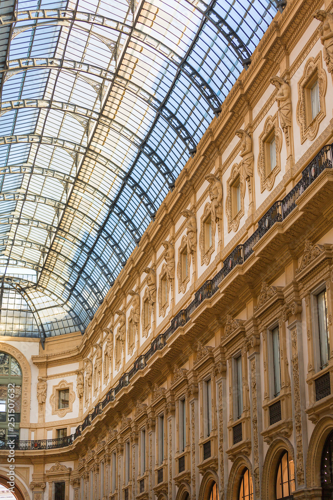 Gallery Vittorio Emanuele II, luxury shopping mall, Milan, Italy