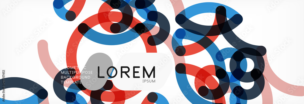 Obraz premium Curly lines abstract background, color overlapping linear texture
