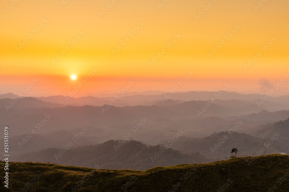 Mountains at sunrise, Elephant Hills, Thong Pha Phum National Park, Kanchanaburi, Thailand