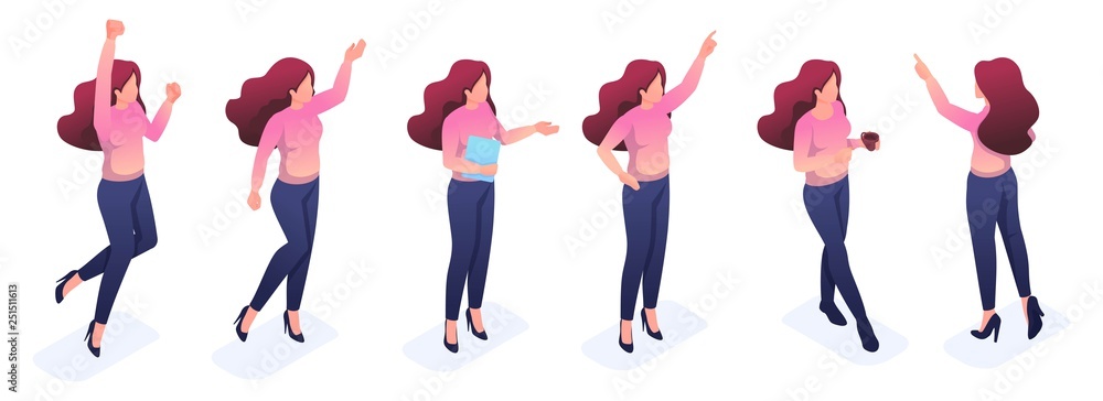 Isometric Set Young Women, a Bright Sweater Isometric Set Young Women, a Bright Sweater