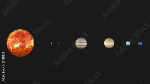 solar system of the planet on a black background 3d