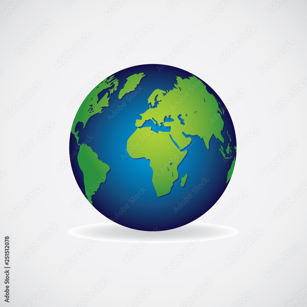 Vector Illustration World map isolated on white background. Globe icon