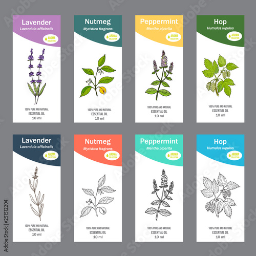 Set of essential oil labels