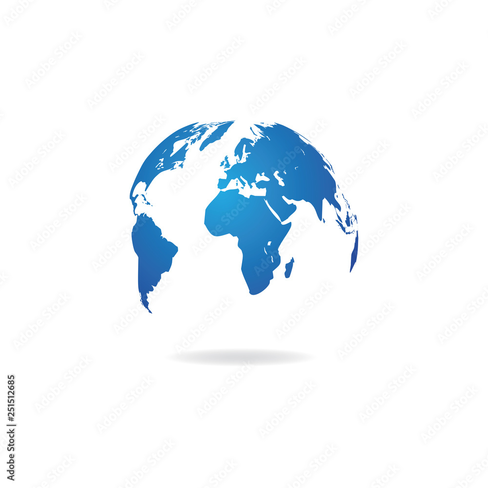Globe icon design in blue color Globe icon design in blue color
