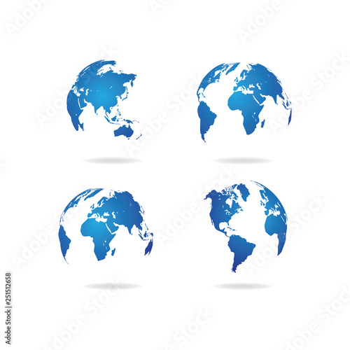 World map set. Globe icon