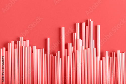 Cocktail Tubes Living Coral trend color of the year 2019 leaf art background
