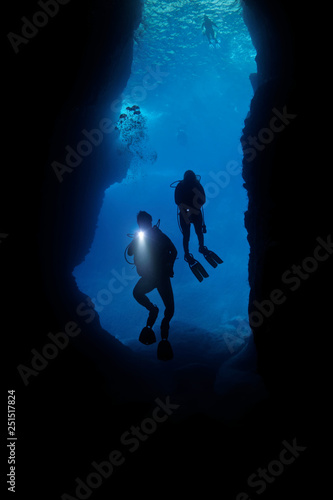 scuba diving, cave photo