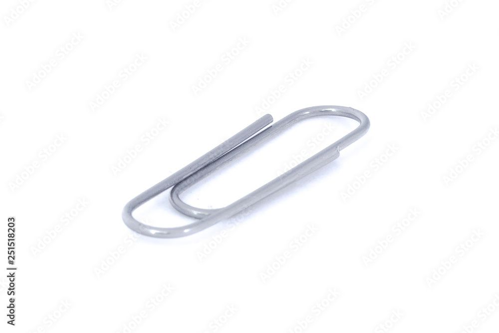 one metal clip isolated on the white background one metal clip isolated on the white background