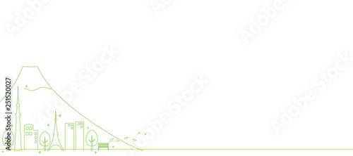 輝く都市の街並み　東京　日本　富士