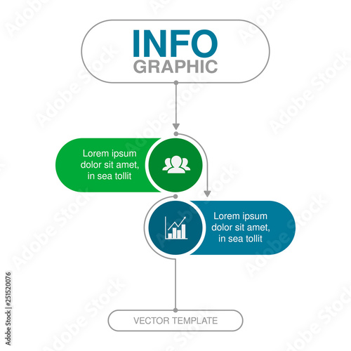Vector infographic template for vertical diagram, graph, presentation, chart, business concept with 2 options.