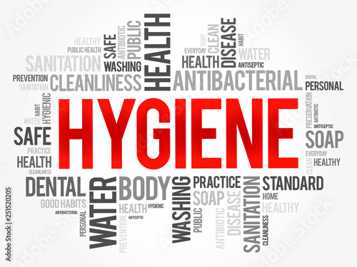 Hygiene word cloud collage, health concept background