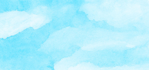 Creative vintage light sky blue background. Abstract watercolor paper textured illustration for design, vintage card retro templates. Smooth turquoise colors wet effect hand drawn aquarelle canvas