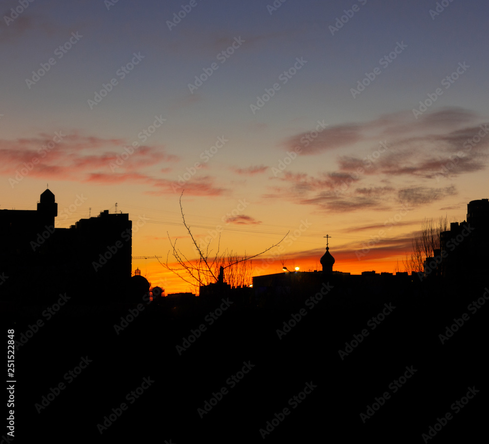 sunset in the city Saint-Petersburg