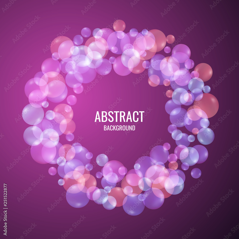 Modern abstract background. Template with transparent balls of different sizes.