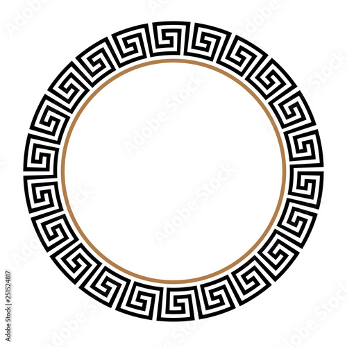 Greek key round frame. Typical egyptian, assyrian and greek motives circle border.