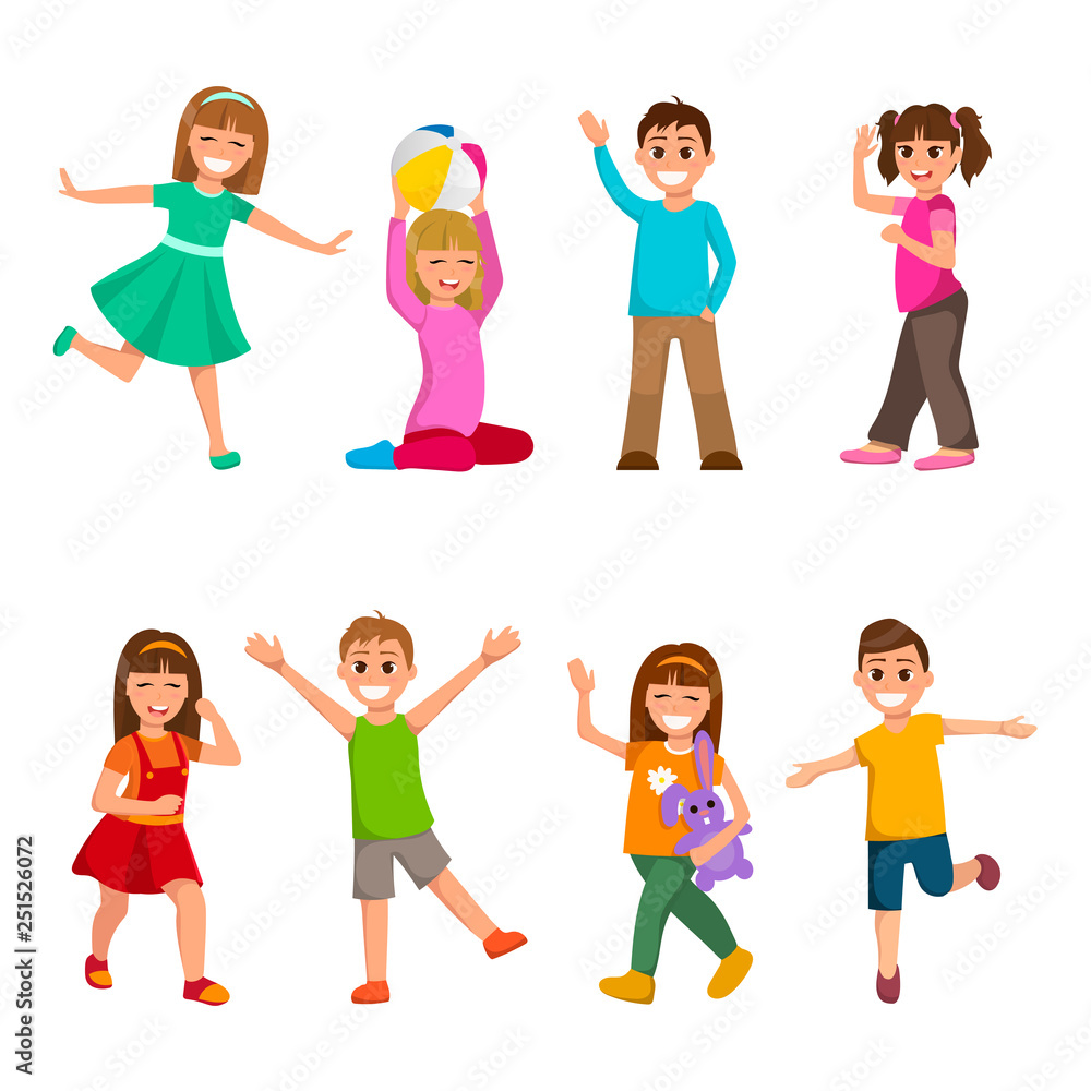 Happy kids cartoon collection. Children on white background for design. Vector illustration. Happy kids cartoon collection. Children on white background for design. Vector illustration.