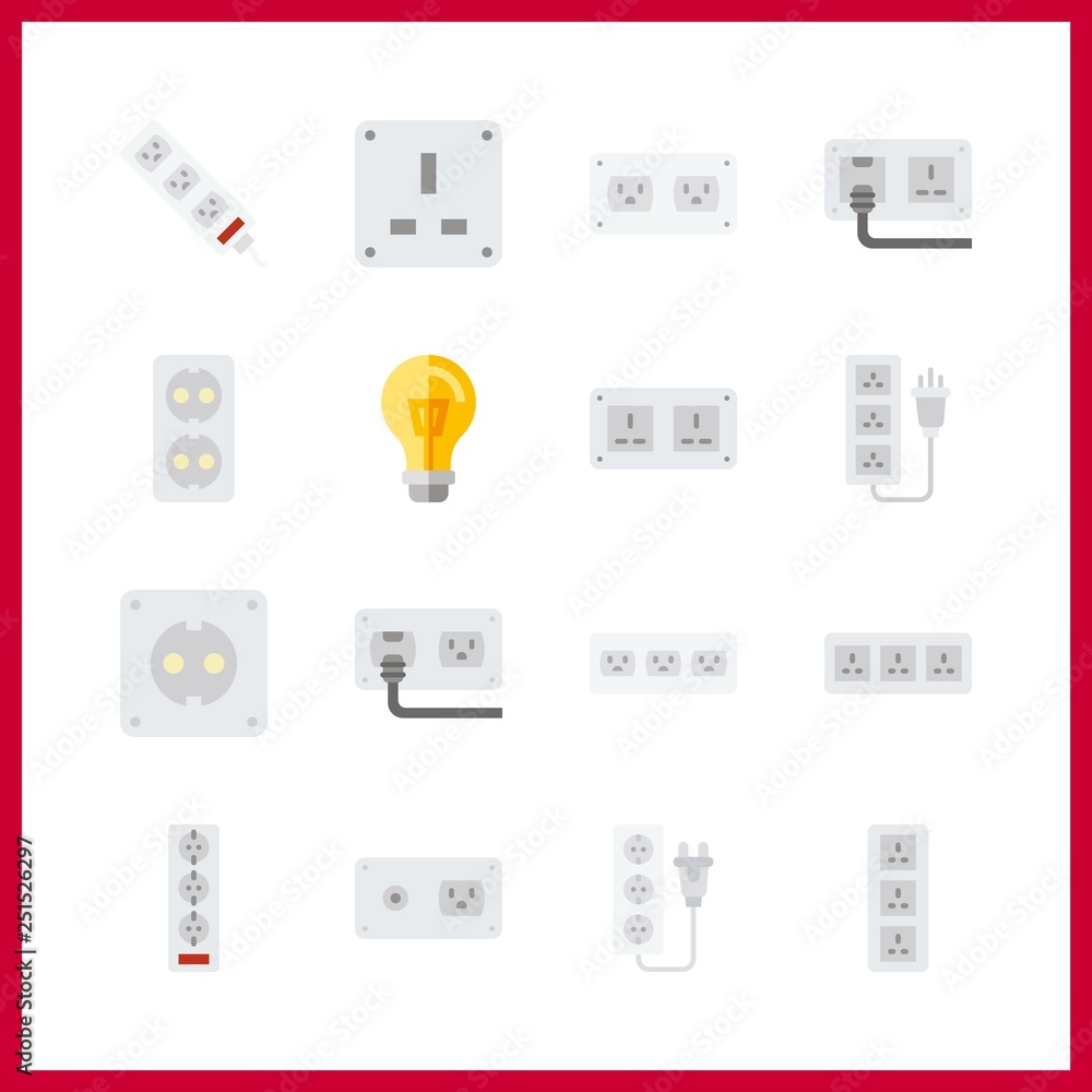 16 switch icon. Vector illustration switch set. socket and turned off icons for switch works