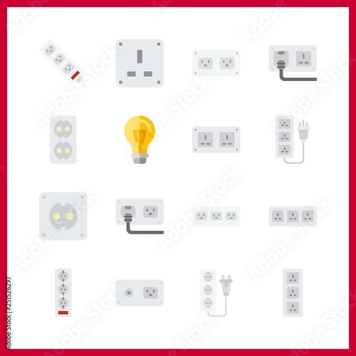 16 switch icon. Vector illustration switch set. socket and turned off icons for switch works