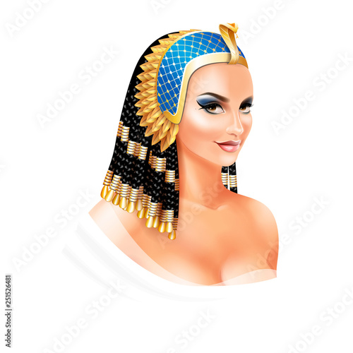 Cleopatra Egyptian Queen isolated on white background