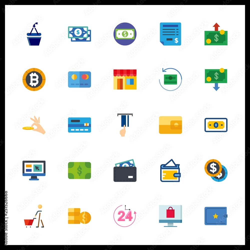 25 payment icon. Vector illustration payment set. invoice and online shopping icons for payment works