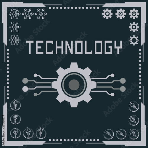 Technology logo and software components icons.