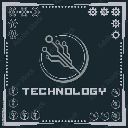 Technology logo and software components icons.